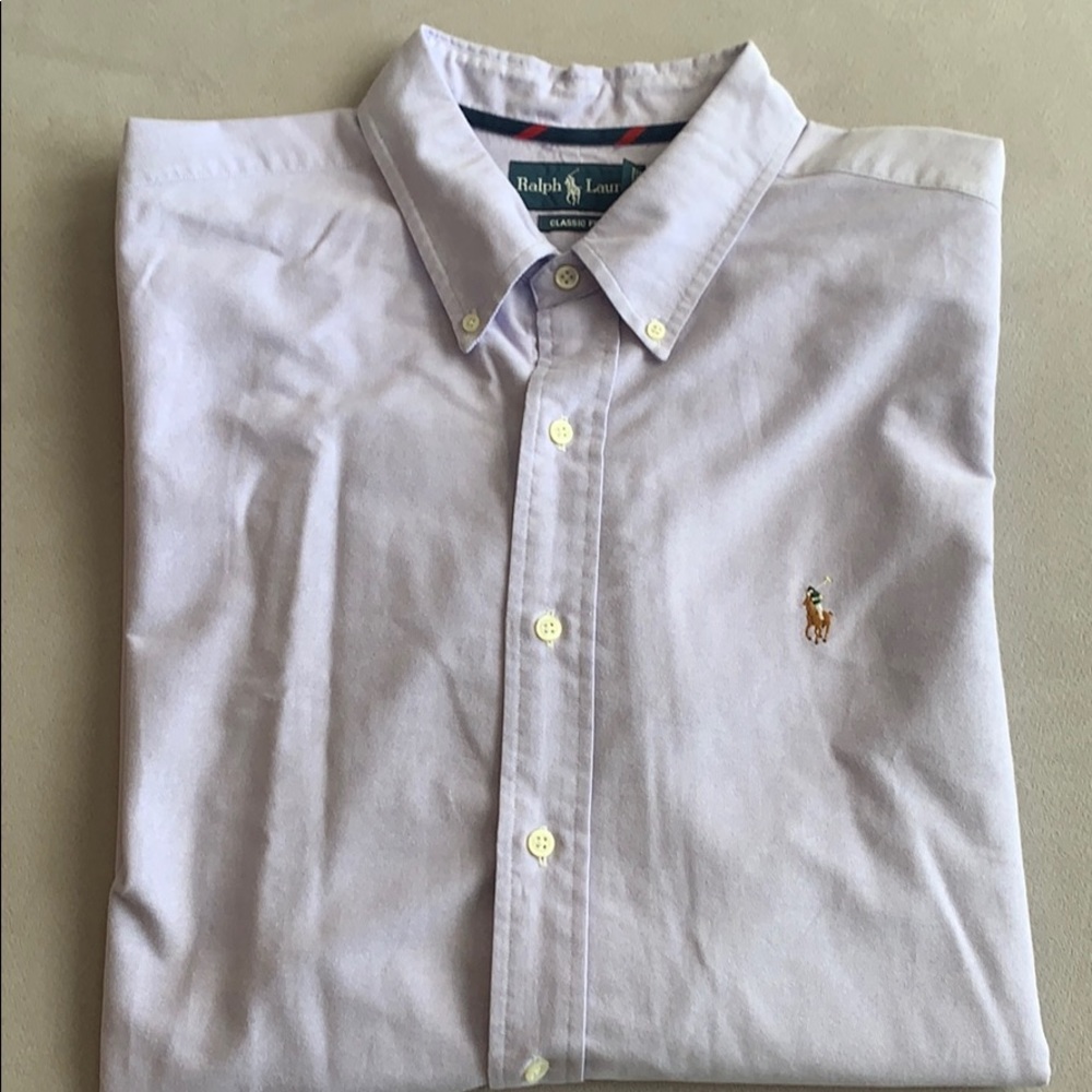 MENS RALPH LAUREN XXL BLUE COTTON DRESS SHIRT